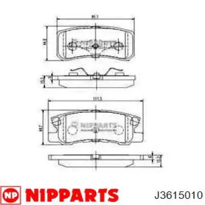 Comprar J3615010 Nipparts Pastillas de freno traseras