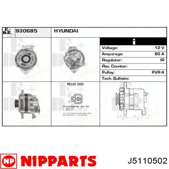 J5110502 Nipparts alternador