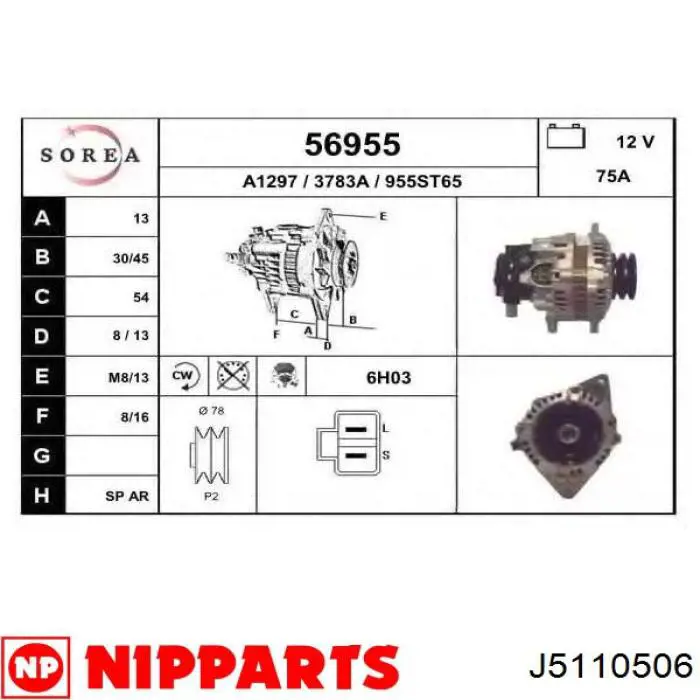 J5110506 Nipparts alternador