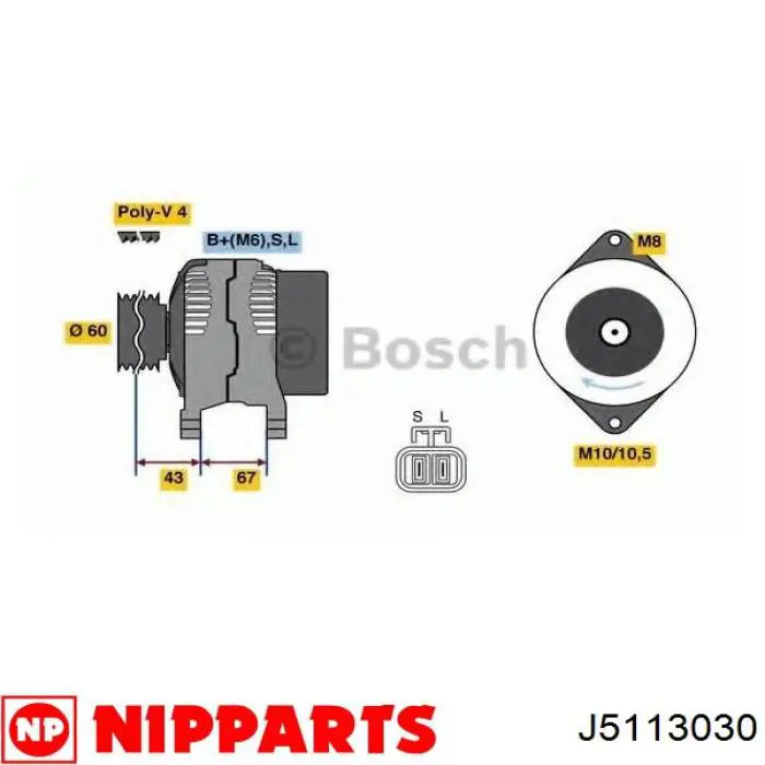 J5113030 Nipparts alternador