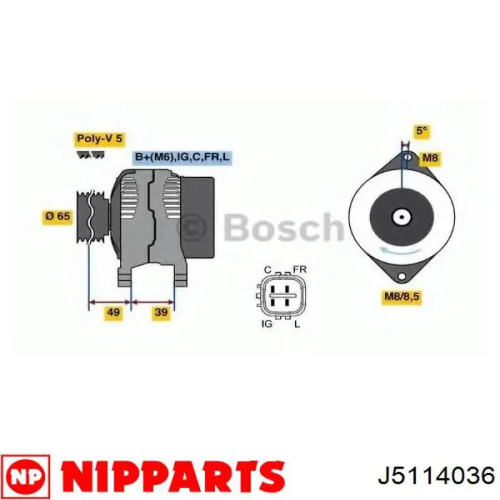 J5114036 Nipparts alternador