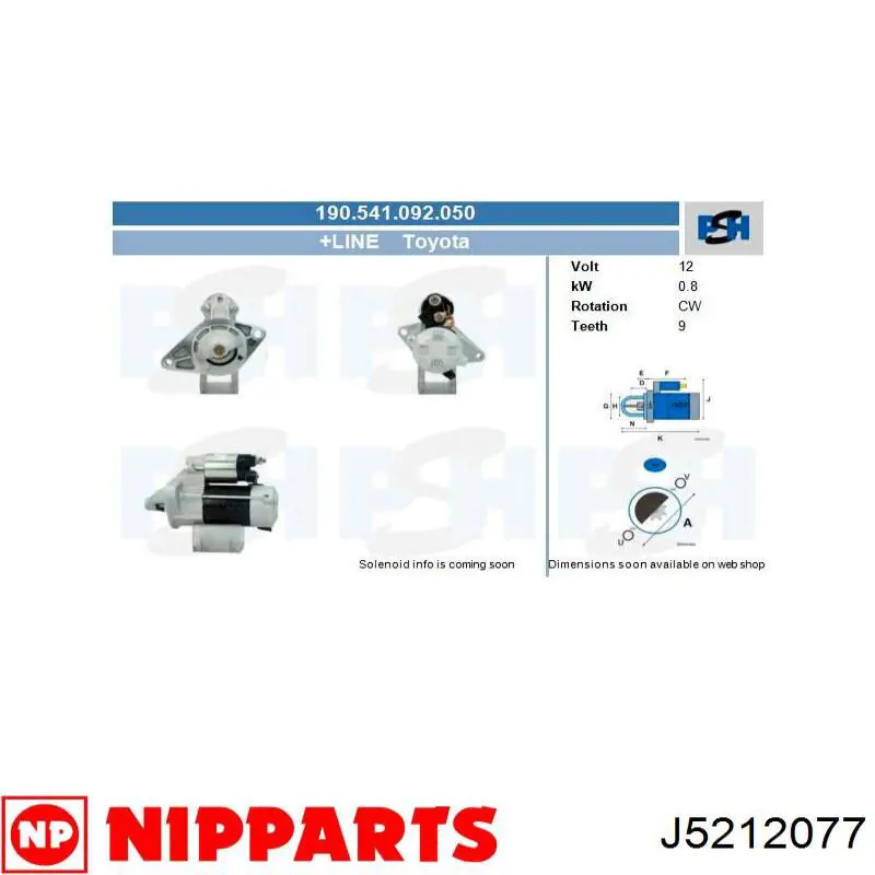 J5212077 Nipparts motor de arranque