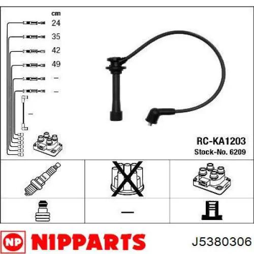 J5380306 Nipparts cables de bujías