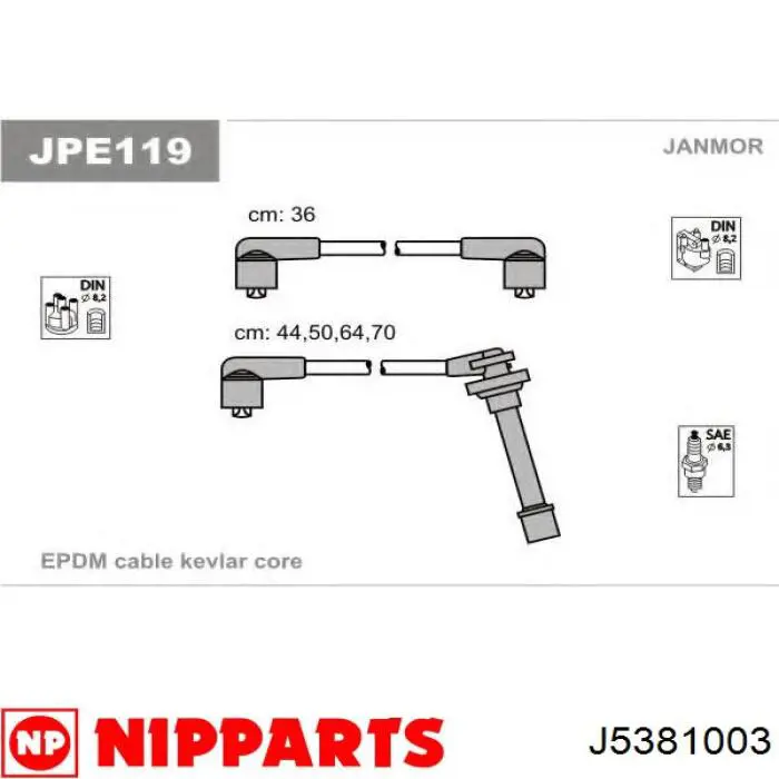 J5381003 Nipparts cables de bujías