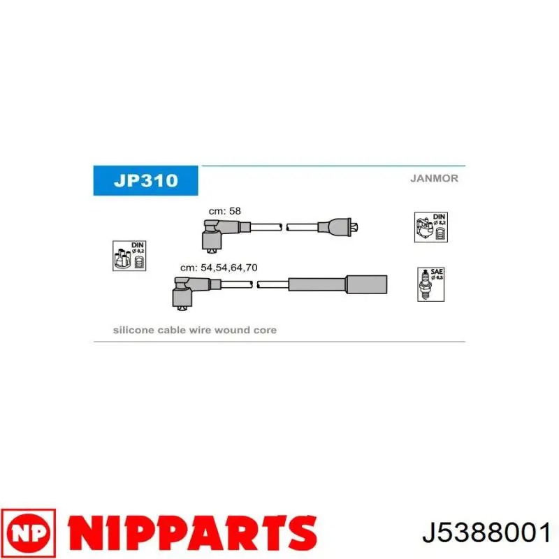 J5388001 Nipparts cables de bujías
