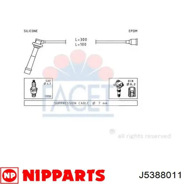 J5388011 Nipparts cables de bujías