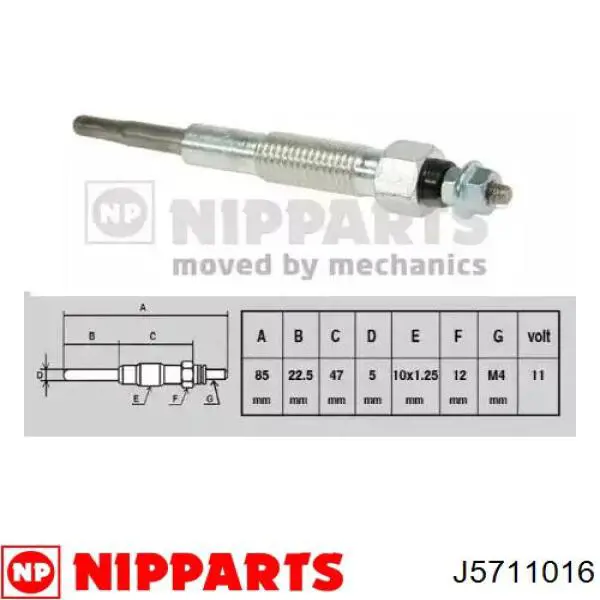 J5711016 Nipparts bujía de incandescencia