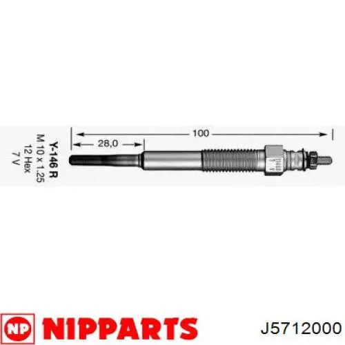 J5712000 Nipparts bujía de incandescencia