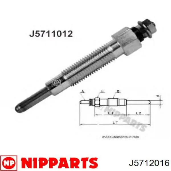 J5712016 Nipparts bujía de incandescencia