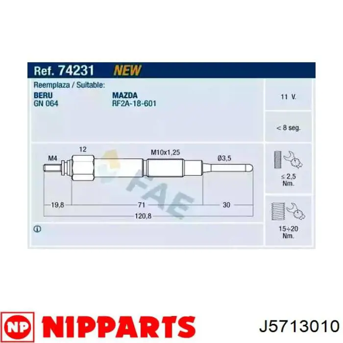 Bujía de incandescencia Mazda 6 GG