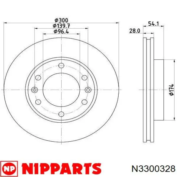 N3300328 Nipparts disco de freno delantero