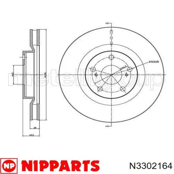 Comprar N3302164 Nipparts Freno de disco delantero