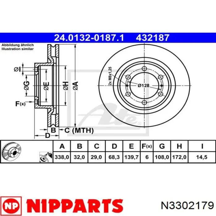 N3302179 Nipparts freno de disco delantero