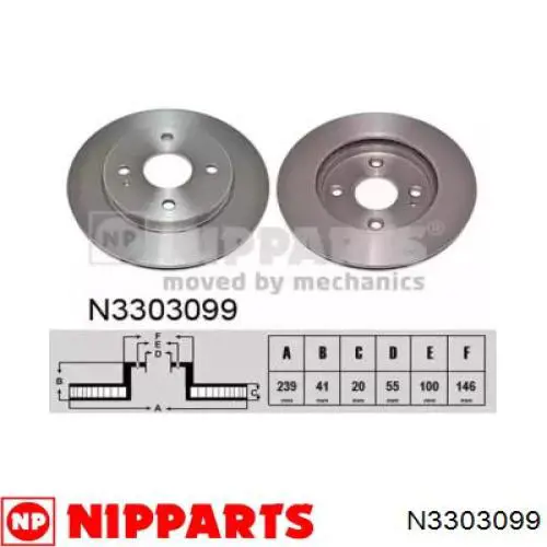 N3303099 Nipparts freno de disco delantero