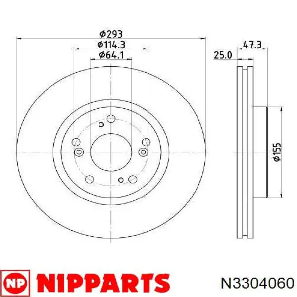 N3304060 Nipparts freno de disco delantero