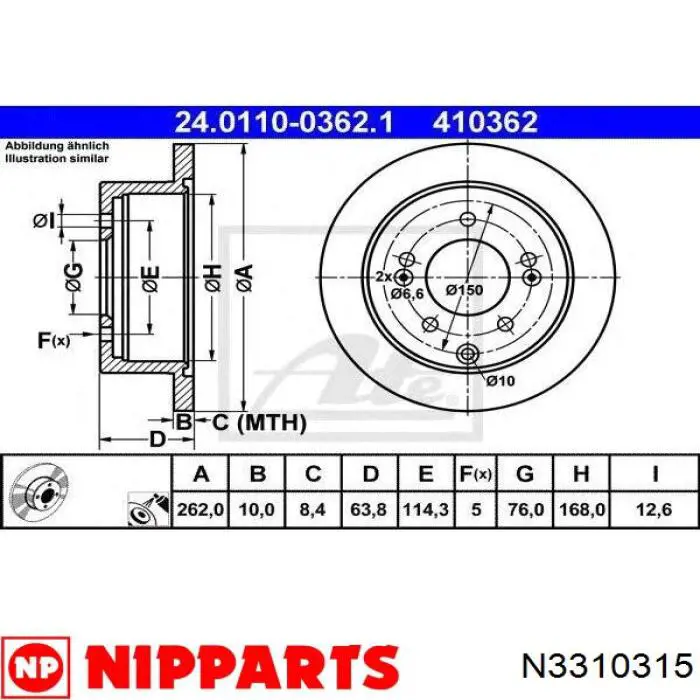 Disco de freno trasero 584110Q300 Hyundai/Kia