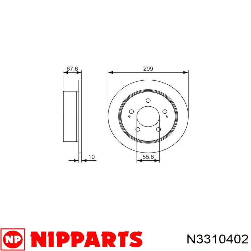 N3310402 Nipparts disco de freno trasero