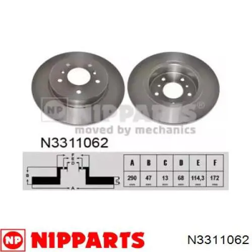 N3311062 Nipparts disco de freno trasero