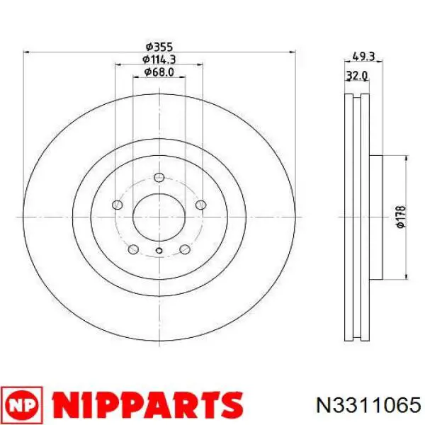 Disco de freno trasero Nipparts N3311065 precio, desde 73,36 EUR