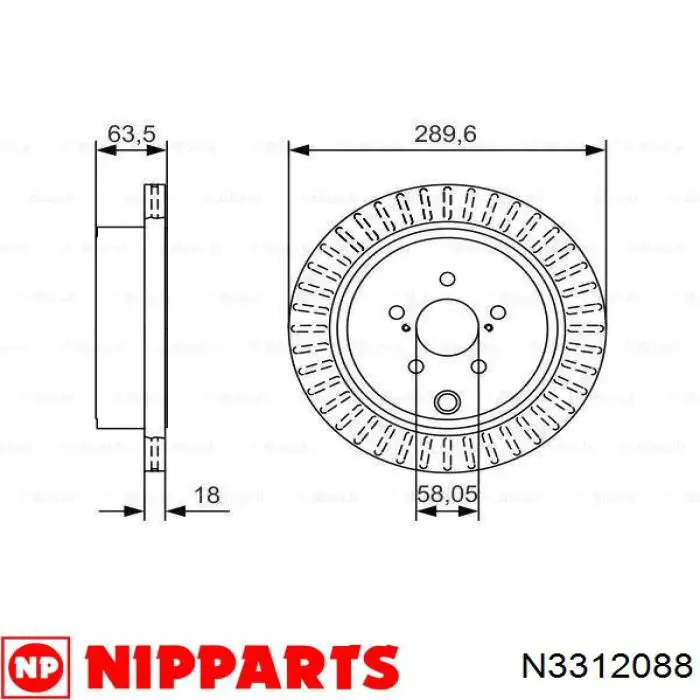 N3312088 Nipparts disco de freno trasero