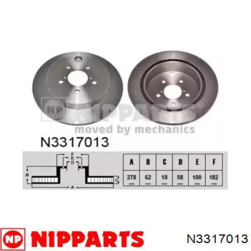 N3317013 Nipparts disco de freno trasero