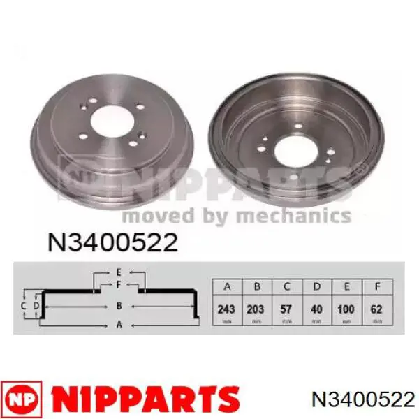 Tambor de freno trasero Nipparts N3400522 precio, desde 36,26 EUR