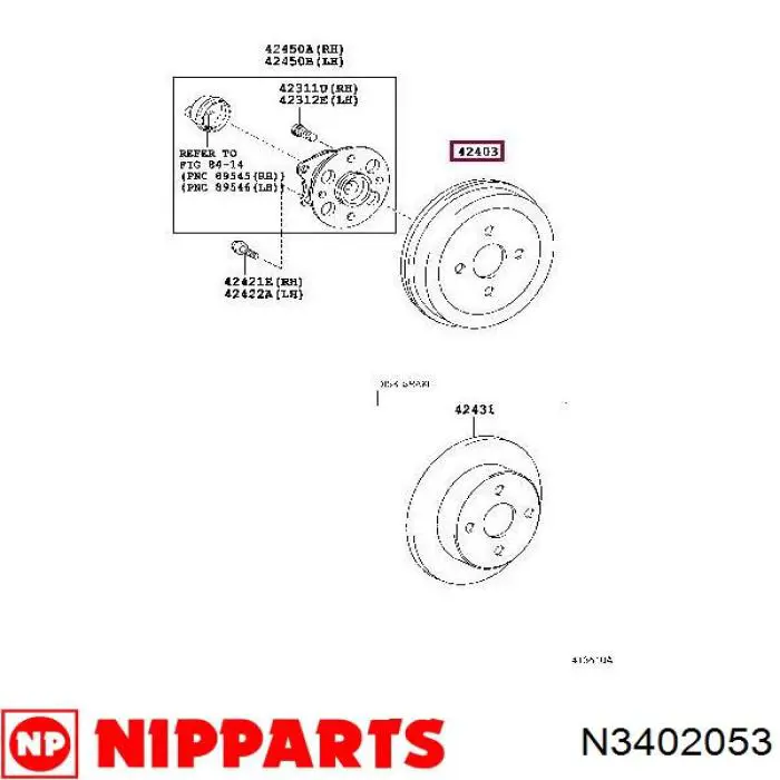 N3402053 Nipparts freno de tambor trasero