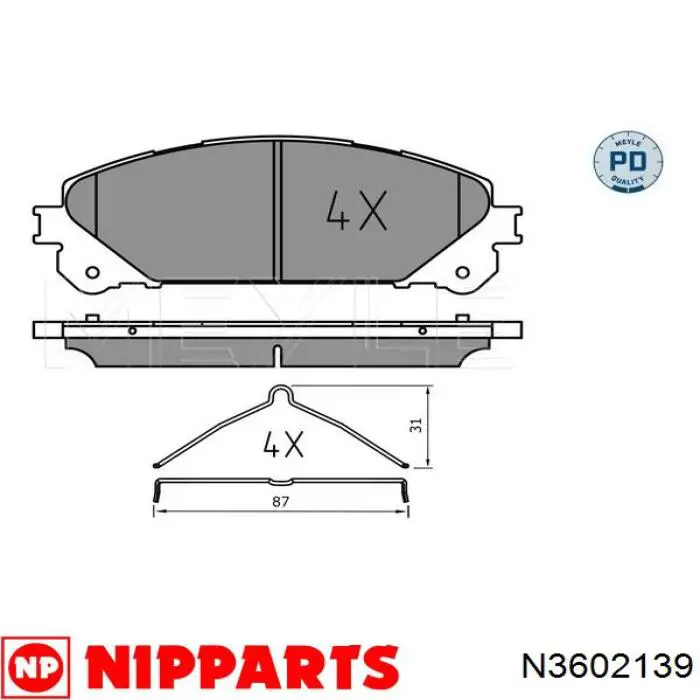 N3602139 Nipparts pastillas de freno delanteras