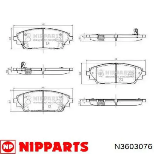 Comprar N3603076 Nipparts Pastillas delanteras de freno