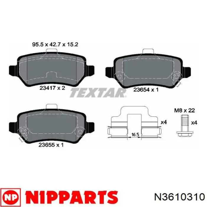 N3610310 Nipparts pastillas de freno traseras