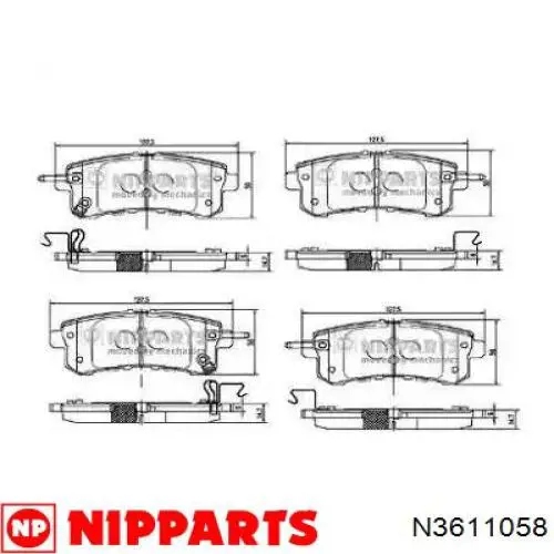 N3611058 Nipparts pastillas de freno traseras