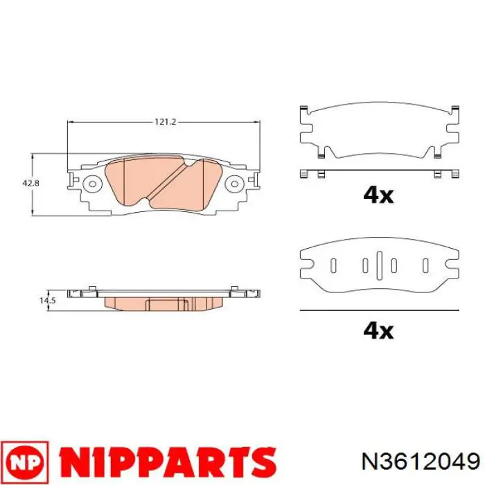 N3612049 Nipparts pastillas de freno traseras