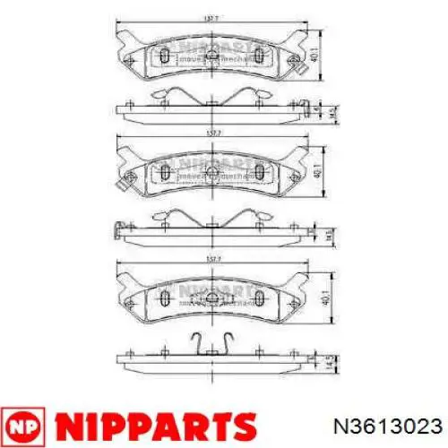 N3613023 Nipparts pastillas de freno traseras