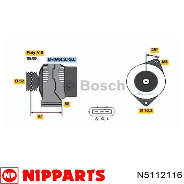 Alternador 0124325085 Toyota