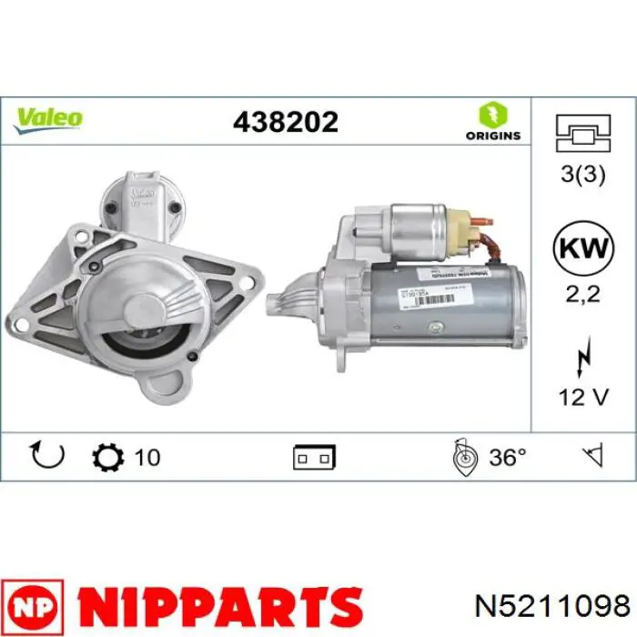 N5211098 Nipparts motor de arranque