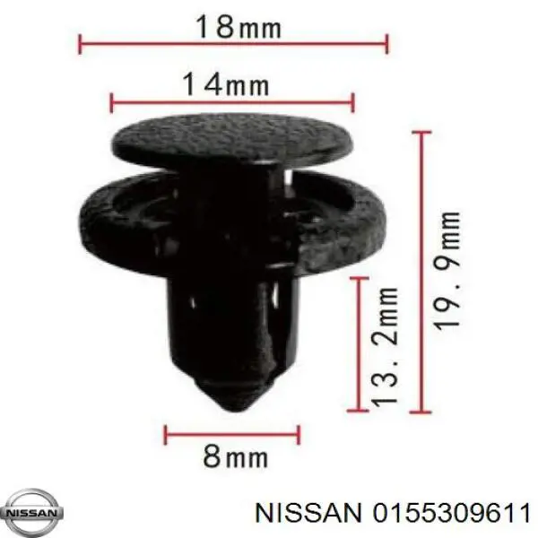 Clips de fijación de moldura de parabrisas Nissan 0155309611