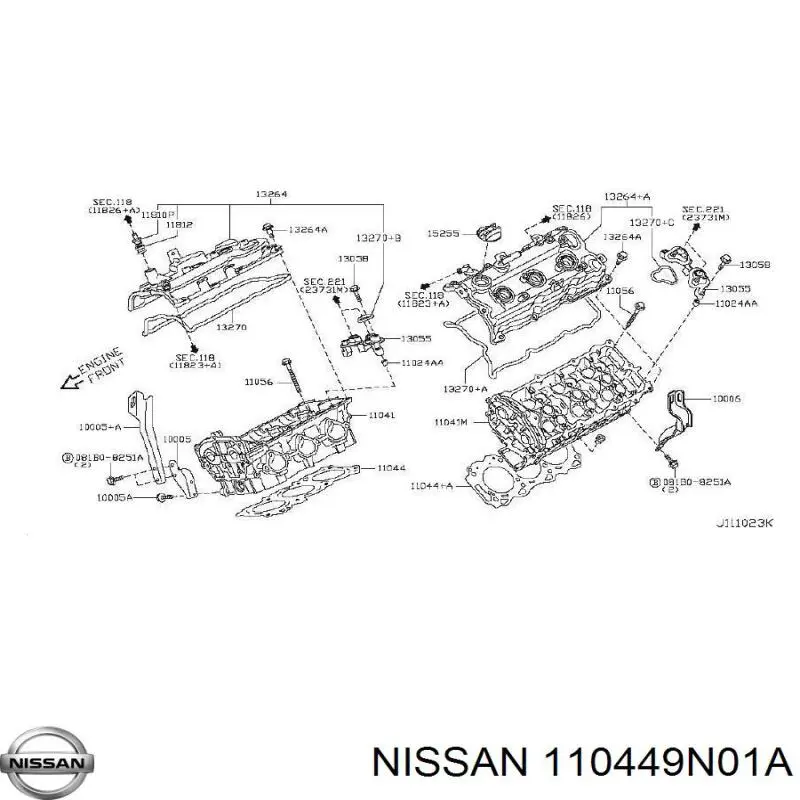 110449N01A Nissan junta de culata derecha