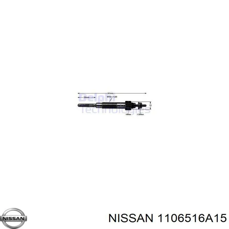 1106516A15 Nissan bujía de incandescencia