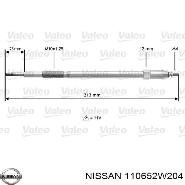 110652W204 Nissan bujía de precalentamiento