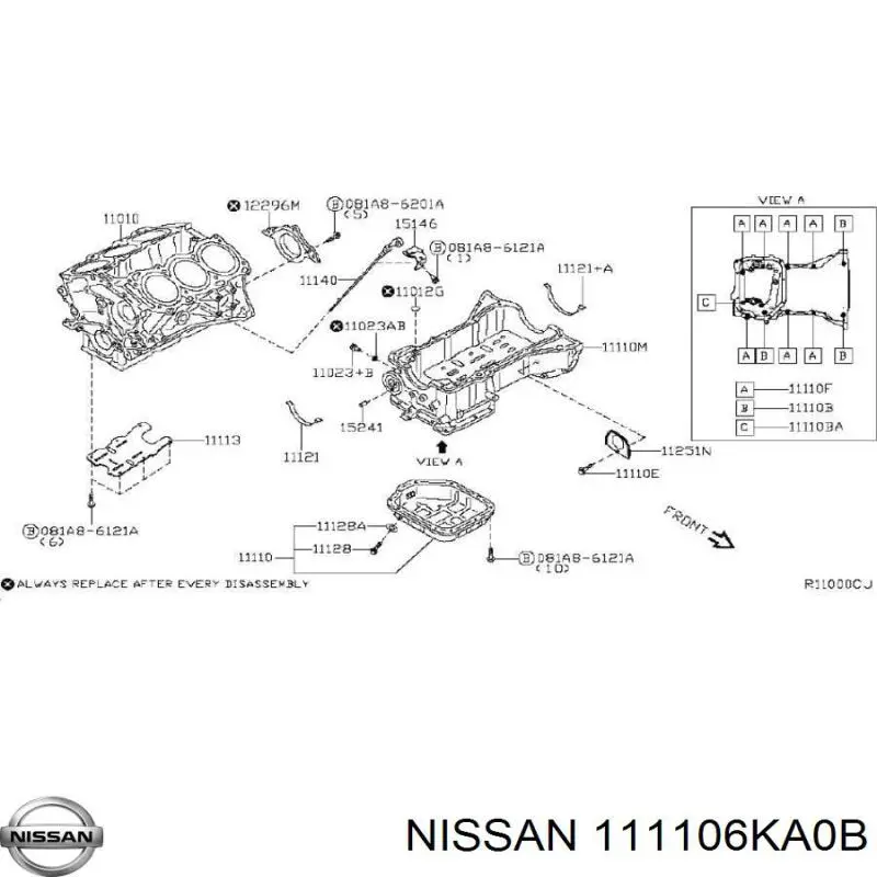111106KA0B Nissan/Infiniti Cárter de aceite del motor