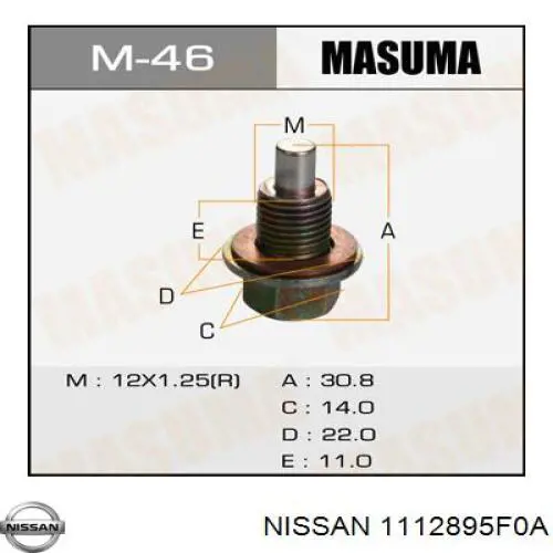 Tapón del cárter de aceite Nissan/Infiniti 1112895F0A precio, desde 7,90 EUR