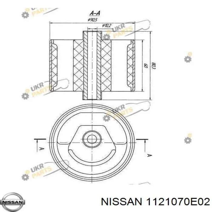 1121070E02 Nissan soporte de motor derecho