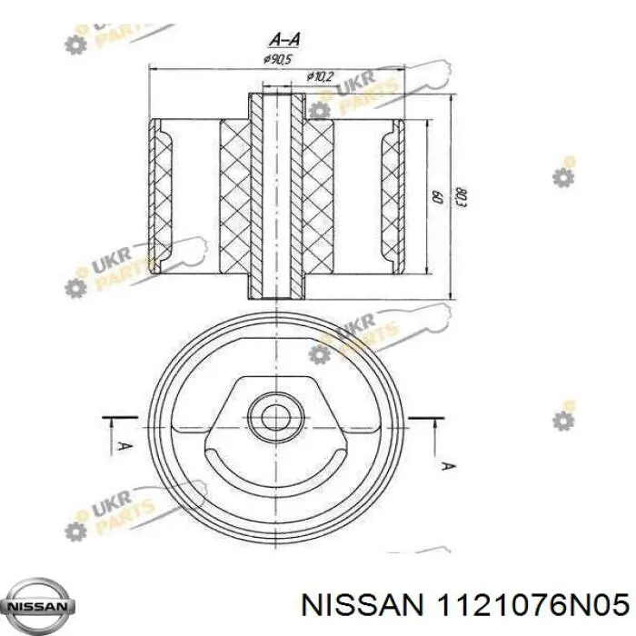 1121076N05 Nissan soporte de motor derecho