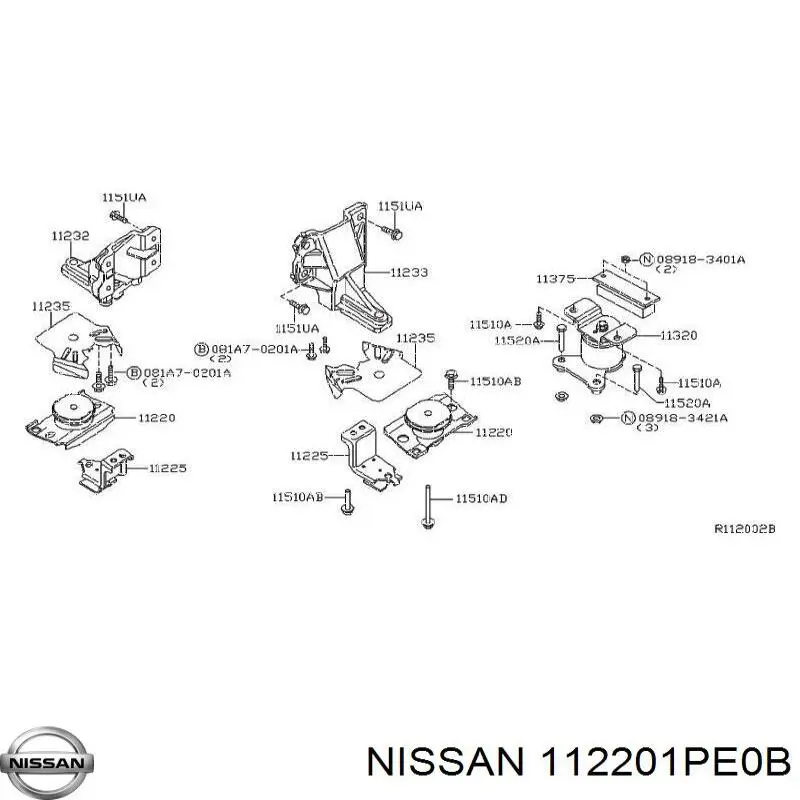 112201PE0B Nissan soporte motor delantero