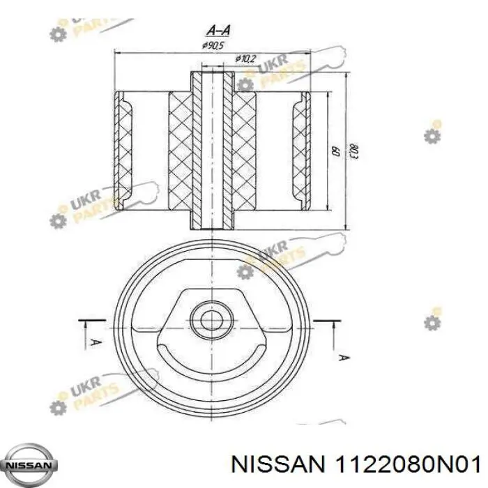 1122080N01 Nissan soporte motor izquierdo