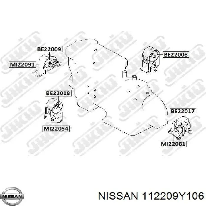 112209Y106 Nissan soporte motor izquierdo