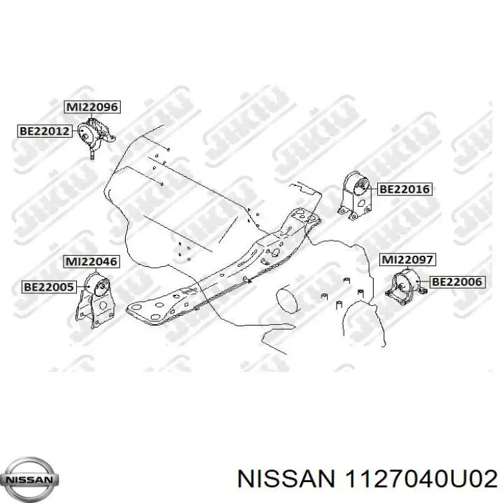 Taco de motor delantero Nissan/Infiniti 1127040U03