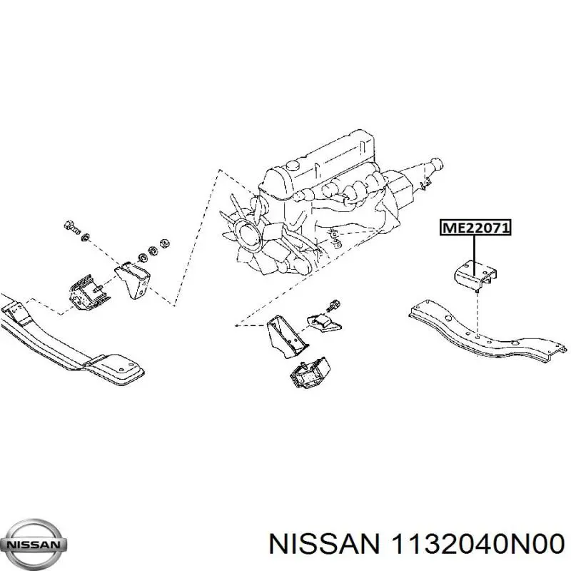 1132040N00 Nissan soporte de motor trasero