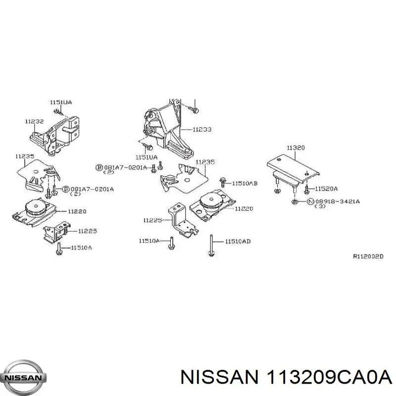 11320EA213 Nissan soporte de motor trasero