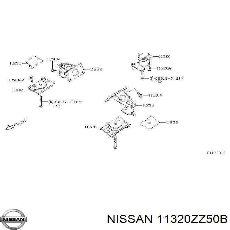 11320ZZ50B Nissan soporte de motor trasero